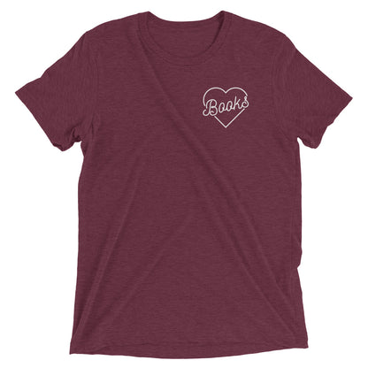 Books in My Heart Triblend T-Shirt - Soft & Lightweight Blend for All Day Comfort