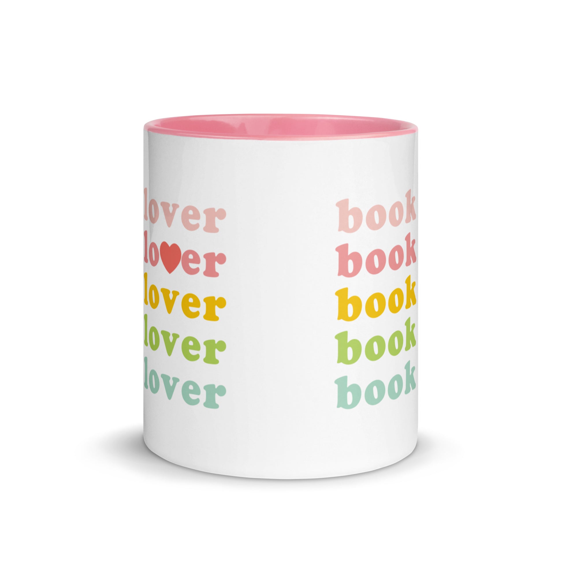 Book Lover Mug with Color Inside - Ceramic Mug with Colored Rim & Handle