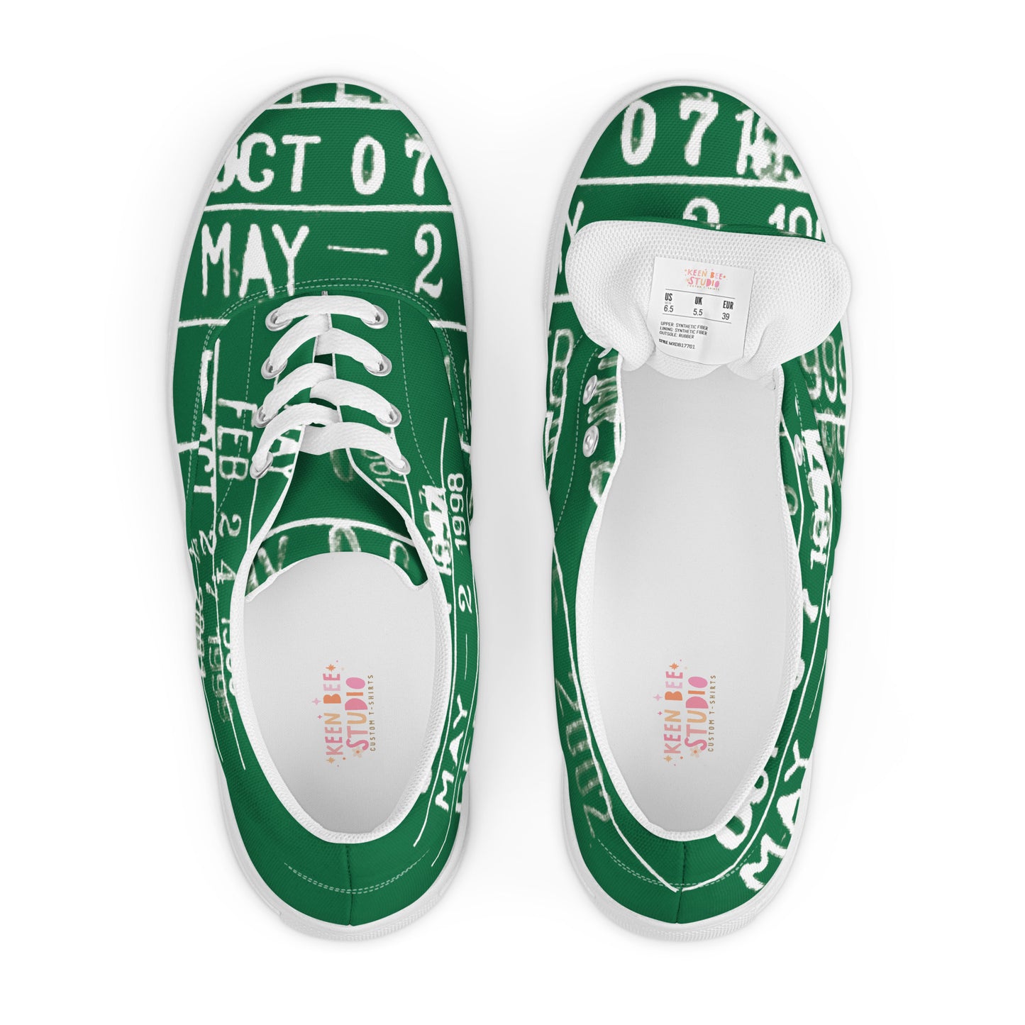 Library Due Date Green Librarian Women’s lace-up canvas shoes