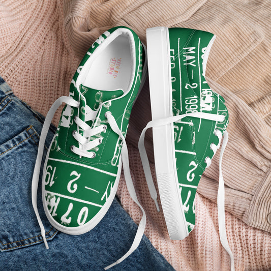 Library Due Date Green Librarian Women’s lace-up canvas shoes