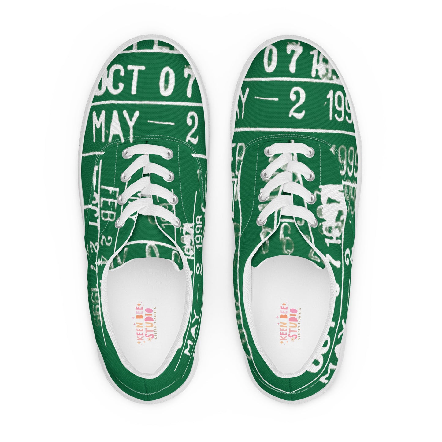 Library Due Date Green Librarian Women’s lace-up canvas shoes