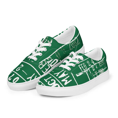 Library Due Date Green Librarian Women’s lace-up canvas shoes