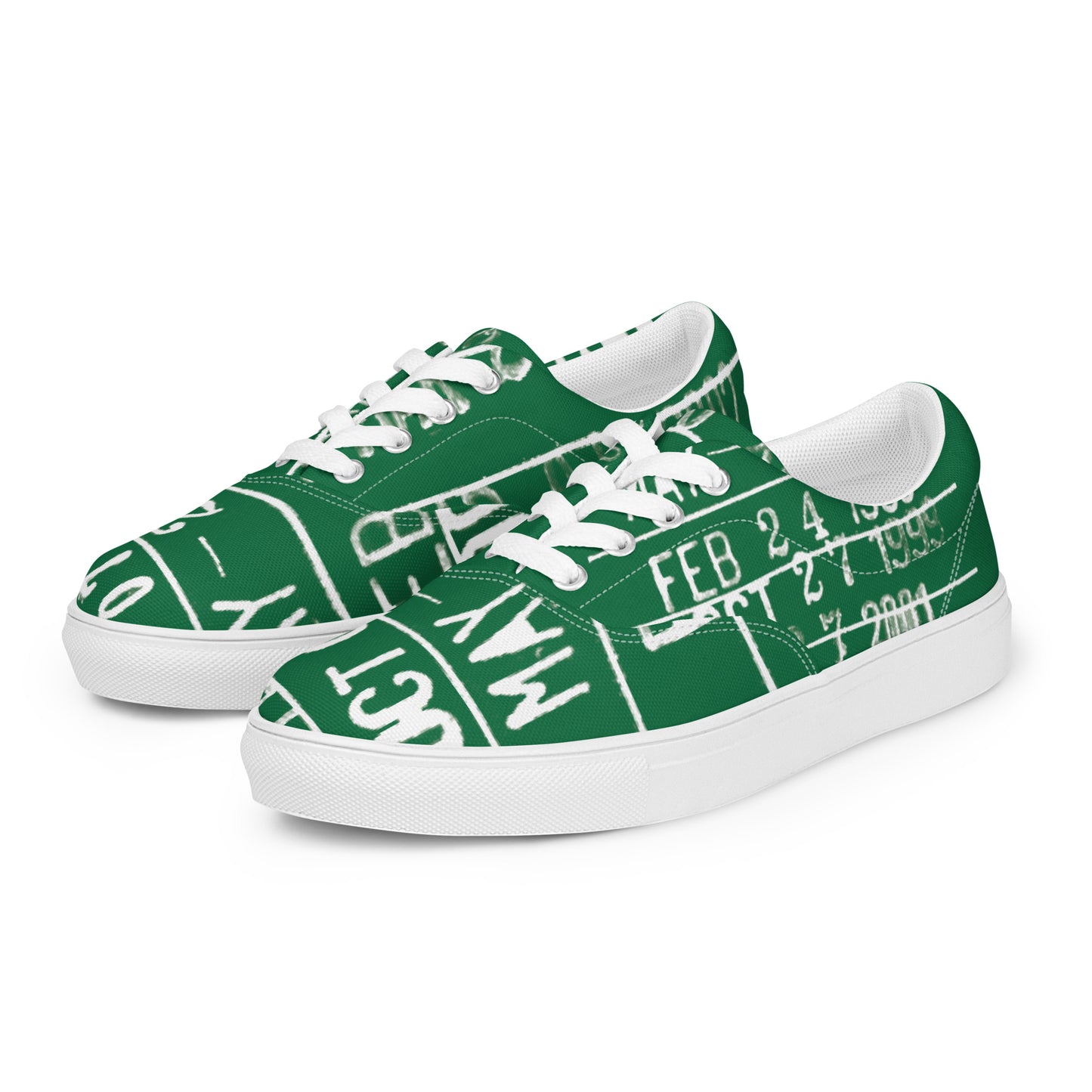 Library Due Date Green Librarian Women’s lace-up canvas shoes