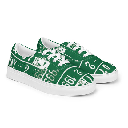 Library Due Date Green Librarian Women’s lace-up canvas shoes