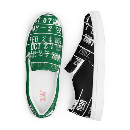 Librarian Due Date Slip-On Canvas Shoes in Green and Black - Top View