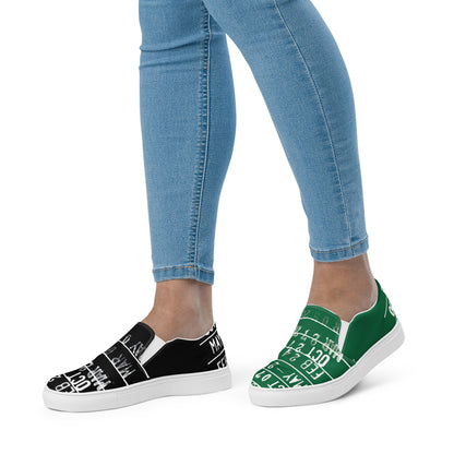 Librarian Due Date Slip-On Canvas Shoes in Green and Black - Side View