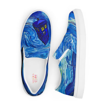 Van Gogh Tardis Flying Painting Women’s slip-on canvas shoes