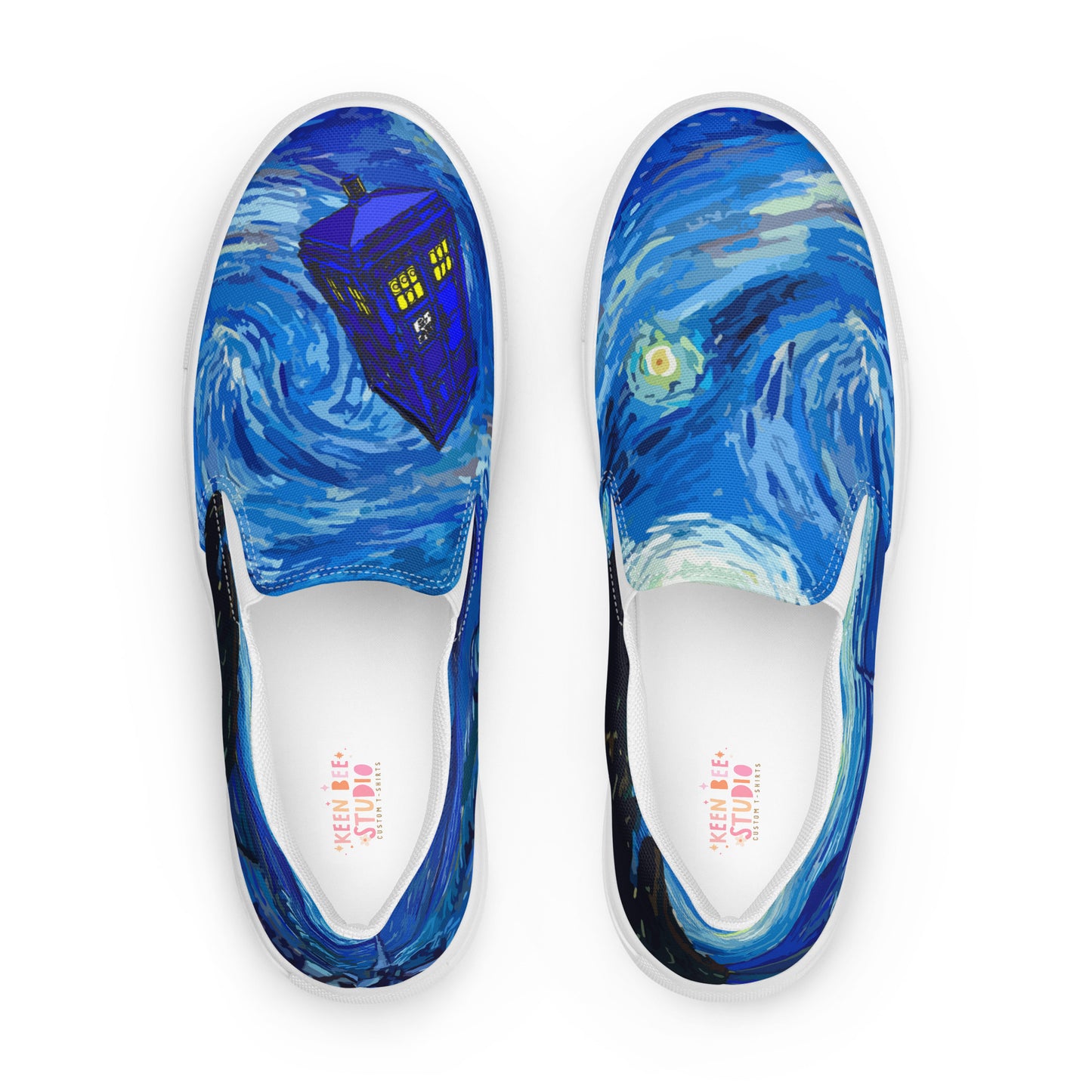 Van Gogh Tardis Flying Painting Women’s slip-on canvas shoes