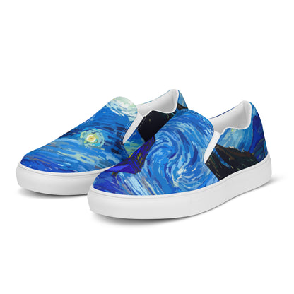 Van Gogh Tardis Flying Painting Women’s slip-on canvas shoes