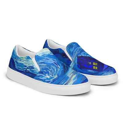 Van Gogh Tardis Flying Painting Women’s slip-on canvas shoes