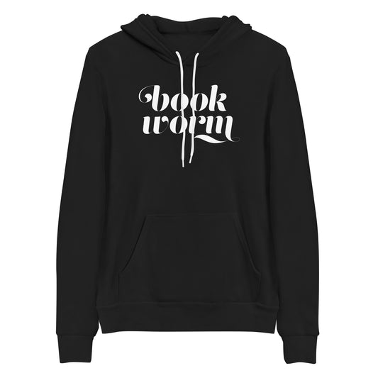 Cozy Book Worm Hoodie Sweatshirt for Reading Lovers- Black