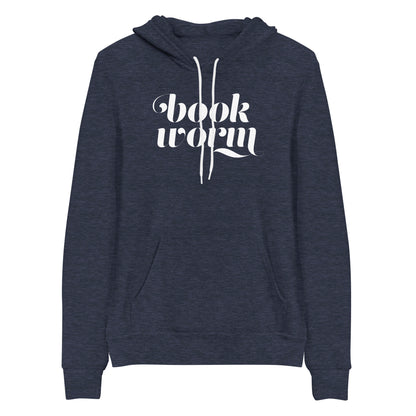 Cozy Book Worm Hoodie Sweatshirt for Reading Lovers - Heather Navy