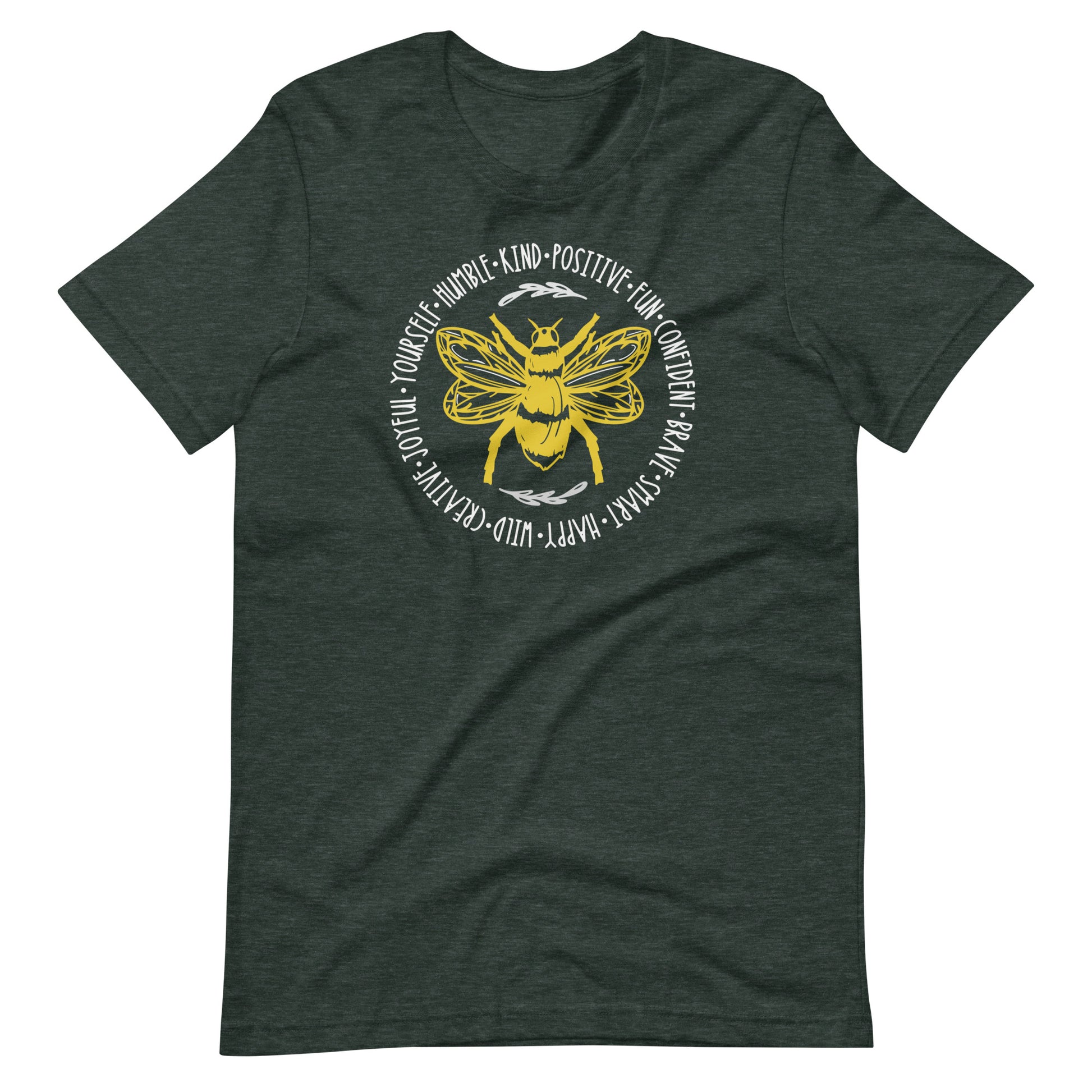 Bee Humble & Kind Kindness Cute Teacher Shirt - Heather Forest